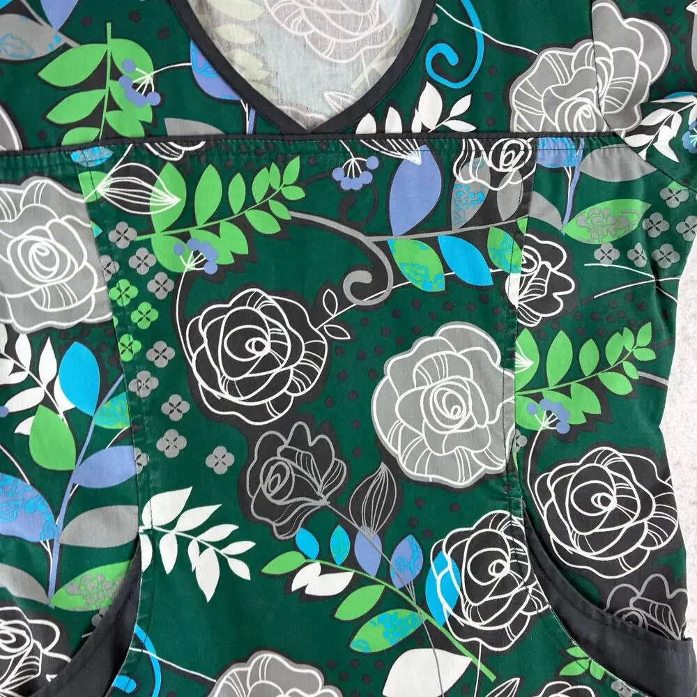 Butter Soft V Neck Tee Women's S Nurse Scrub Floral Medical Office Comfort